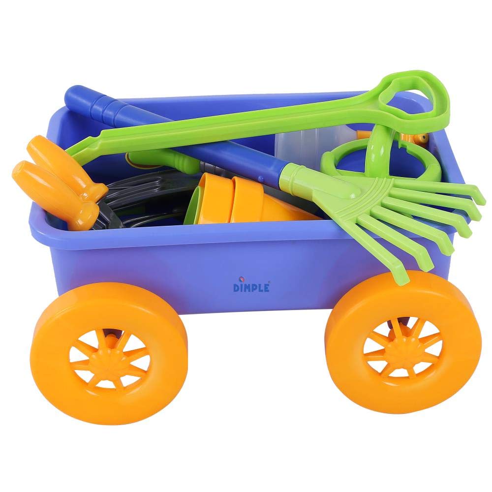 Dimple Garden Wagon & Tools Toy Set – 15 Pcs Outdoor Toddler Gardening Kit | Beach, Sand & Garden Play