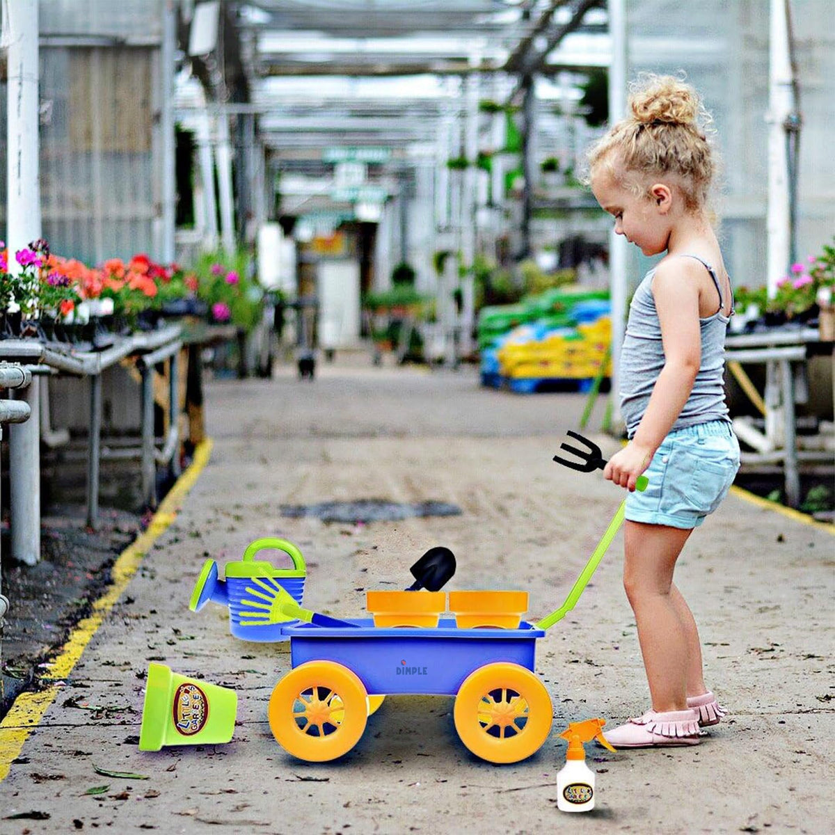 Dimple Garden Wagon & Tools Toy Set – 15 Pcs Outdoor Toddler Gardening Kit | Beach, Sand & Garden Play