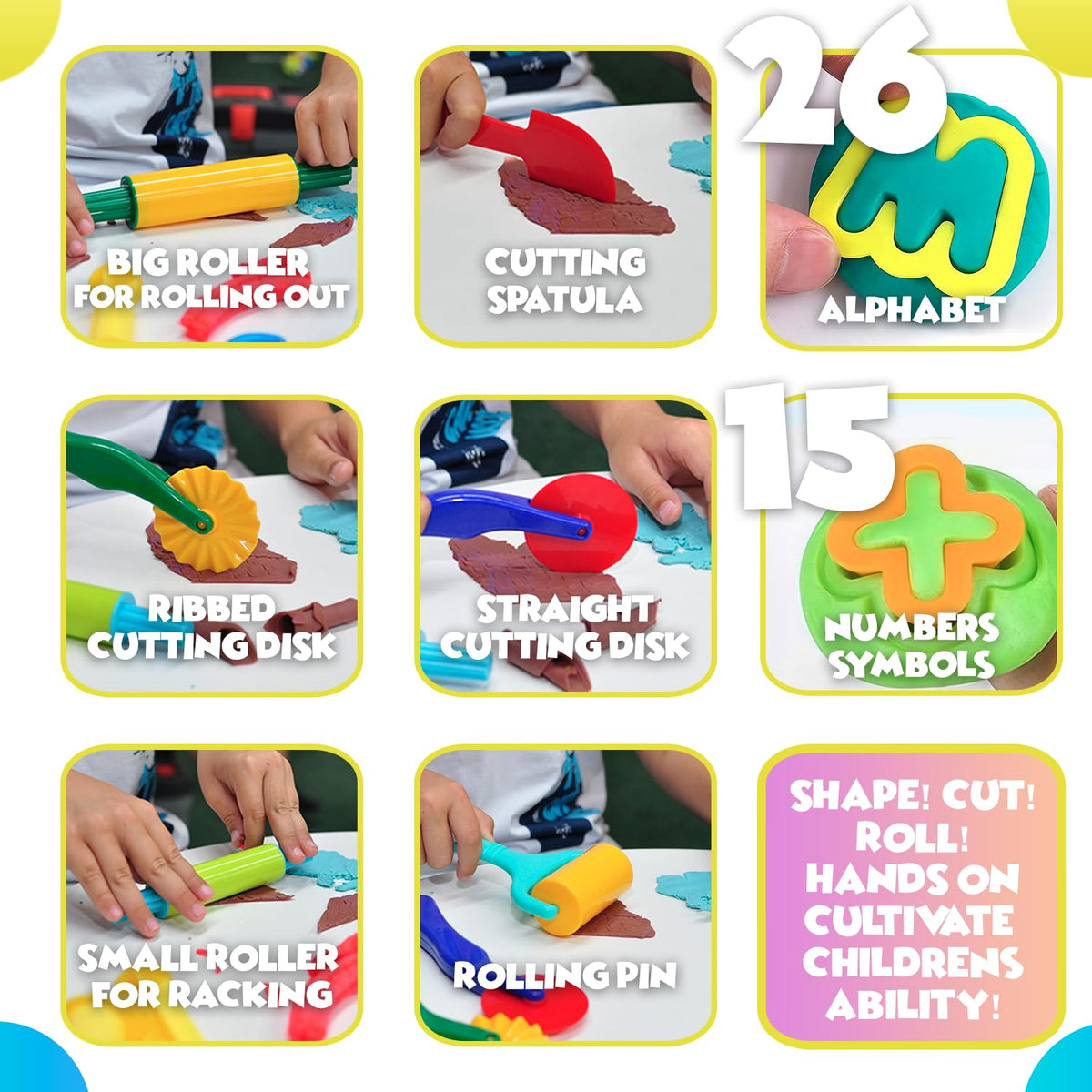 DIMROM Clay & Play Dough Tools Set – 9 Tools for Ages 3+ | Durable & Safe