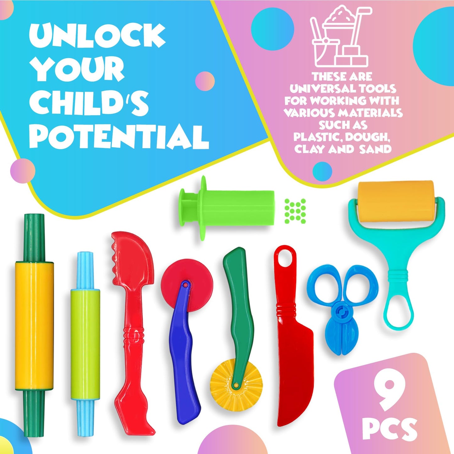 DIMROM Nine-Piece Clay & Play Dough Tools Set — Safe for Ages 3+
