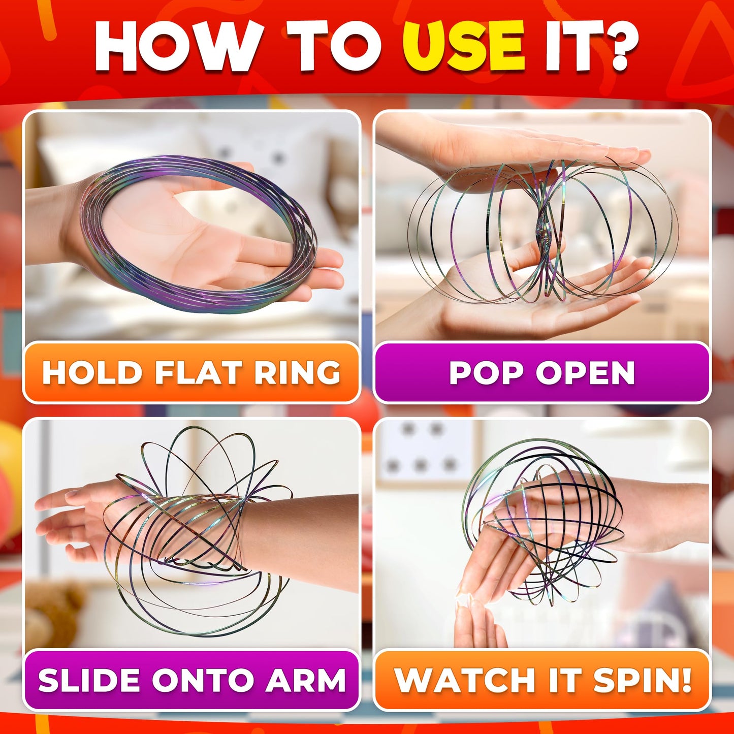 DIMROM Flow Ring Spinner Ring Arm Toy 5.1 - Rust-Resistant Stainless Steel Kinetic Fidget