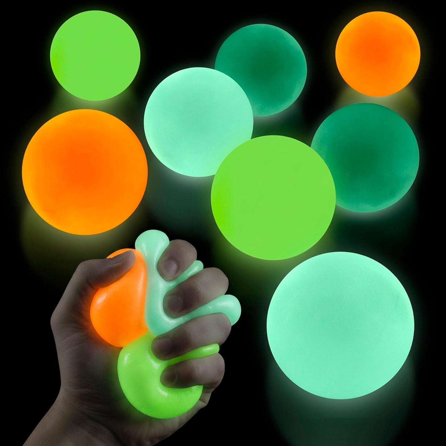 DIMROM 8 Pcs Glow in the Dark Sticky Balls for Ceiling - 1.81-inch Soft TPR Wall & Ceiling Decor