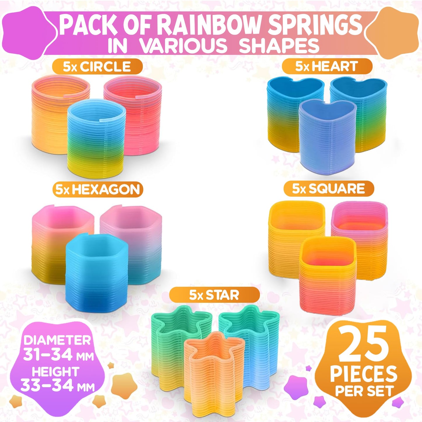 DIMROM 25-Pack Flexible Coil Springs – Rainbow Geometric Desk Accessories