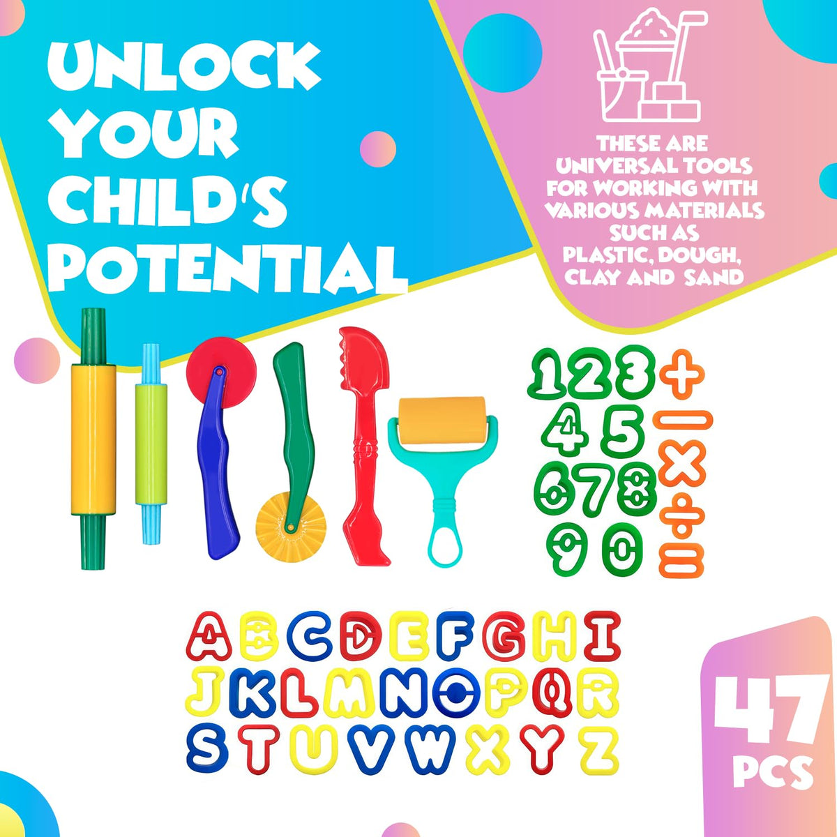 DIMROM Clay & Play Dough Tools Set – 9 Tools for Ages 3+ | Durable & Safe