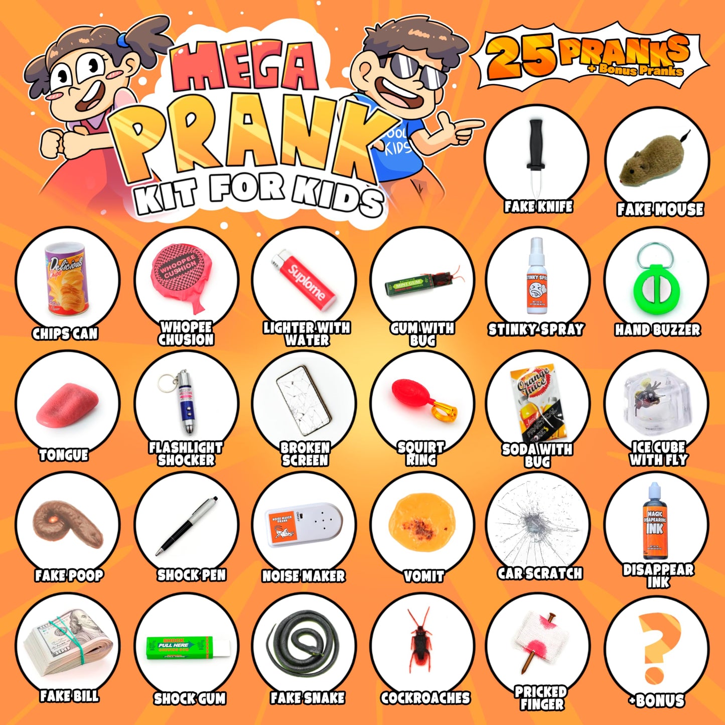 DIMROM Prank Kit for Kids – 25 Gags & Fun Pranks | Ultimate April Fools Box
