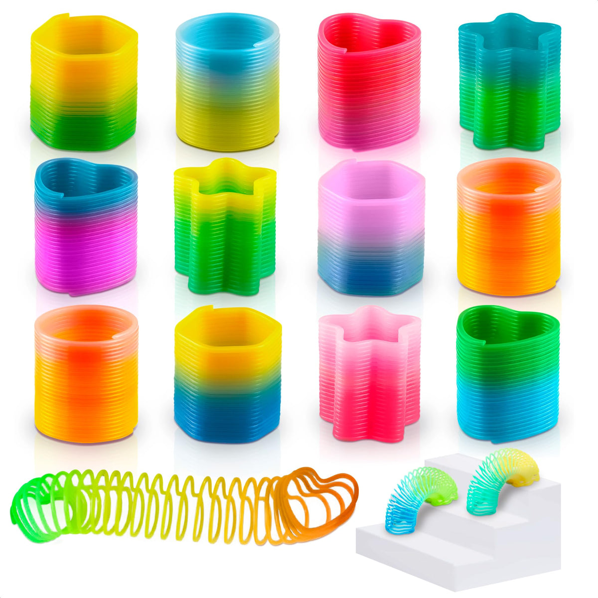 DIMROM 25-Pack Flexible Coil Springs – Rainbow Geometric Desk Accessories