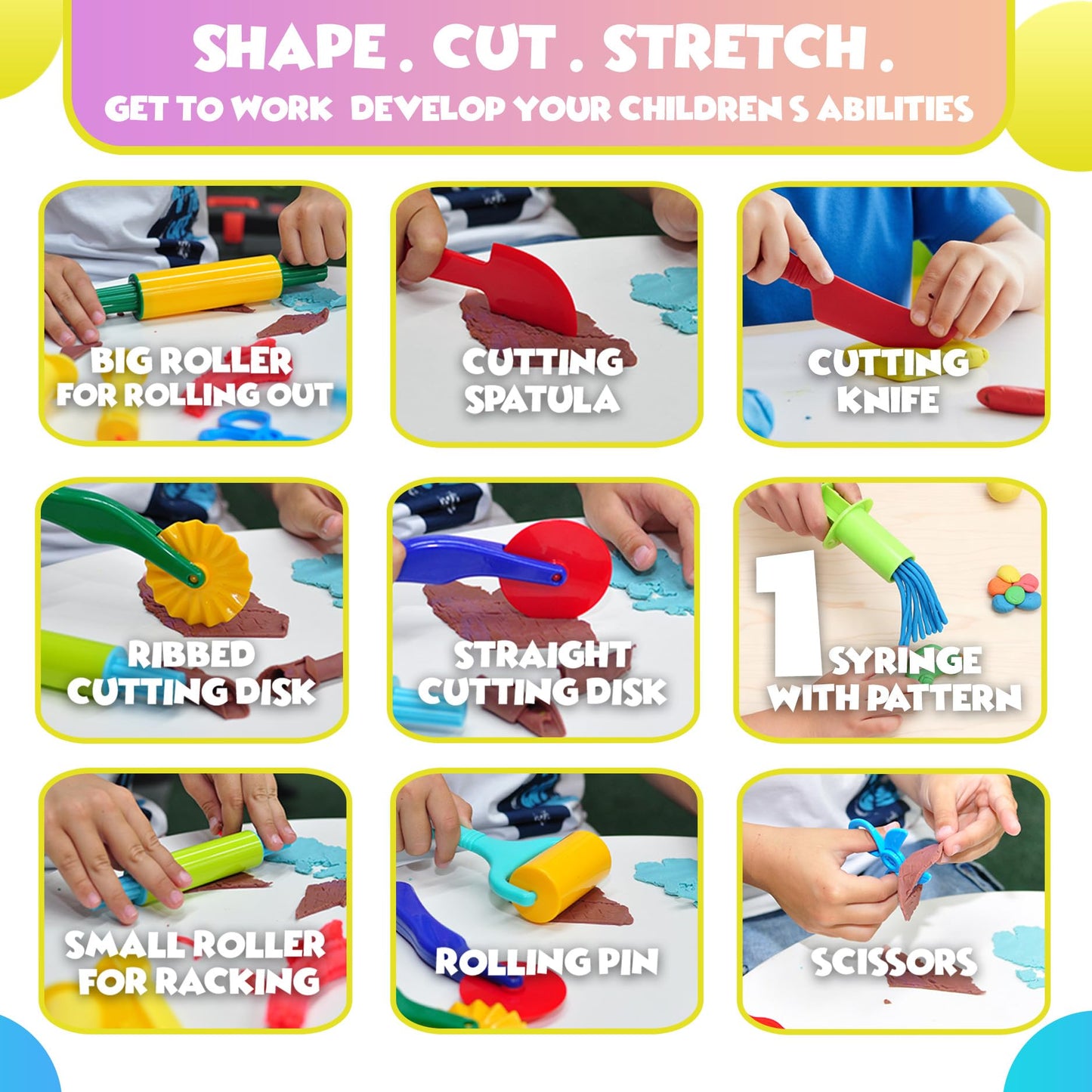DIMROM Nine-Piece Clay & Play Dough Tools Set — Safe for Ages 3+