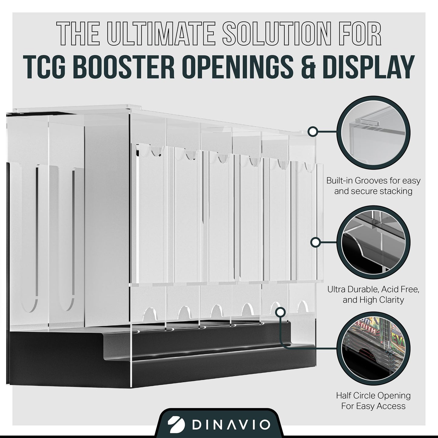 Dinavio Crafthouse 6-Slot Booster Pack Dispenser – Black Base, 240 Pack Capacity, 4mm Acrylic Stackable
