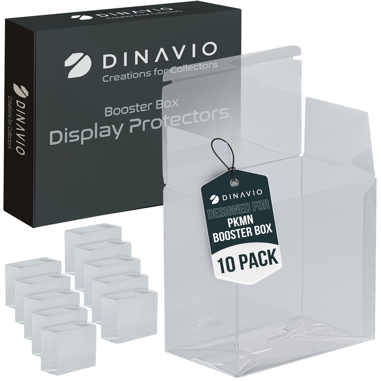 Dinavio Crafthouse PKMN Booster Box Protector 10 Pack – 0.5mm Thick, Crystal-Clear Display