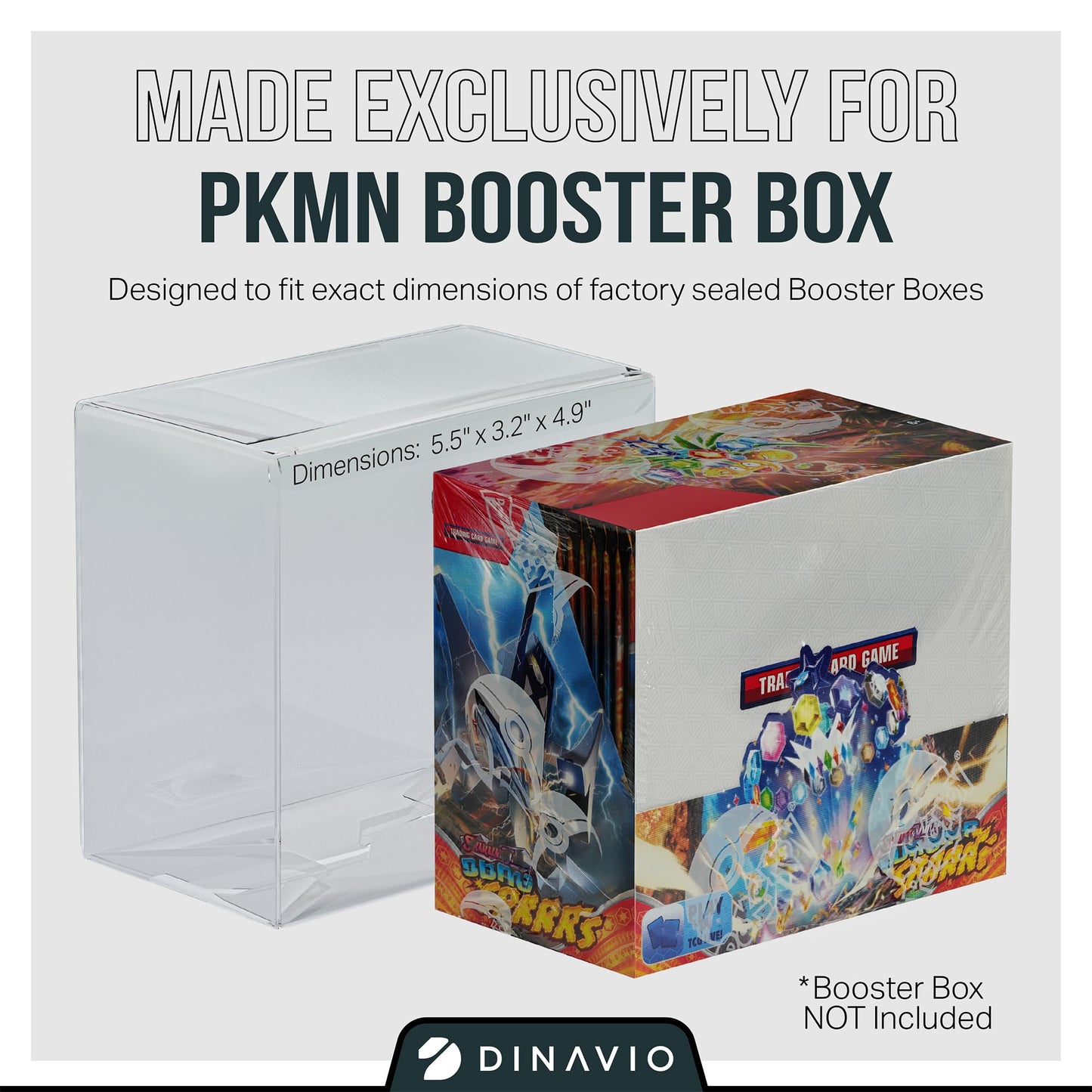 Dinavio Crafthouse PKMN Booster Box Protector 10 Pack – 0.5mm Thick, Crystal-Clear Display