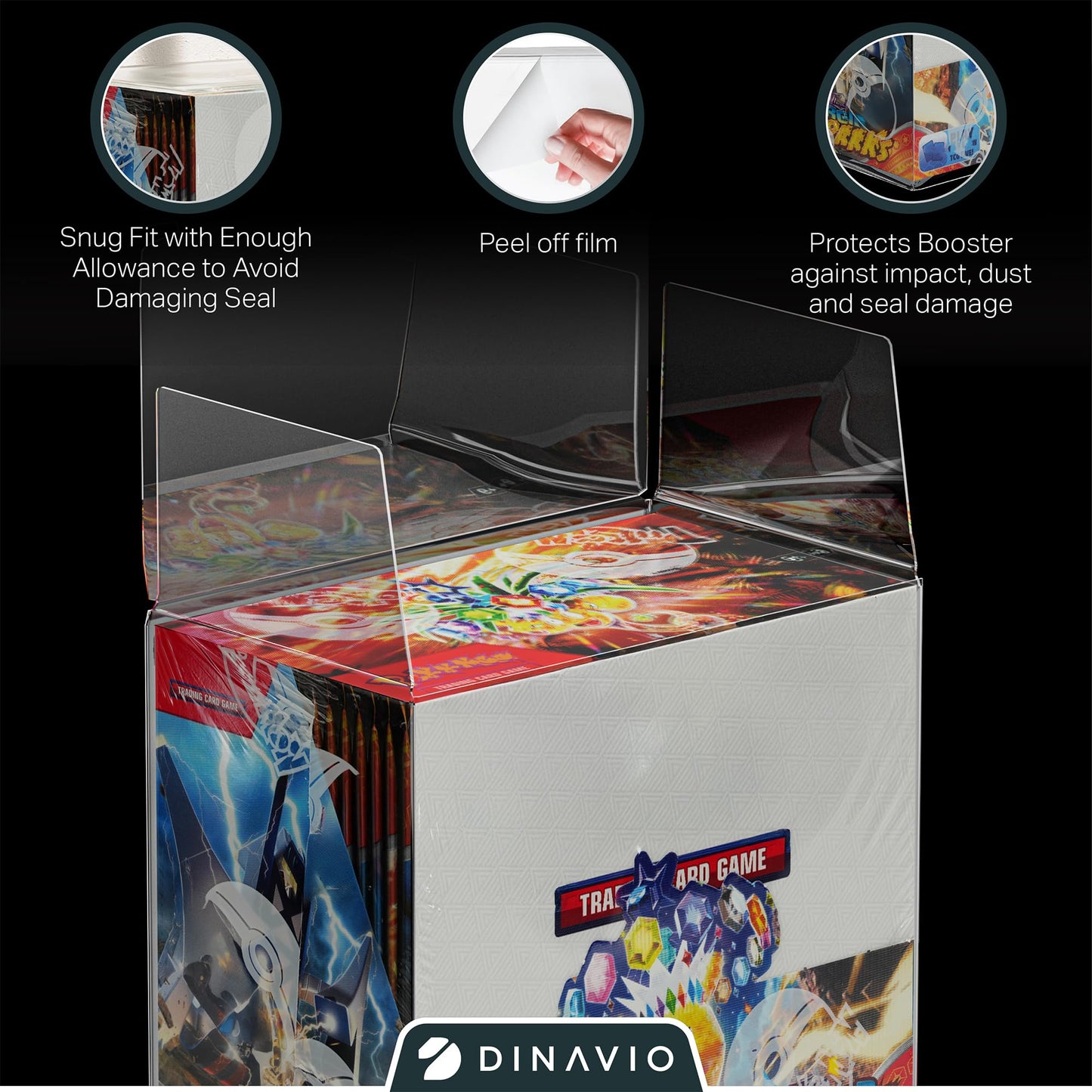 Dinavio Crafthouse PKMN Booster Box Protector 10 Pack – 0.5mm Thick, Crystal-Clear Display