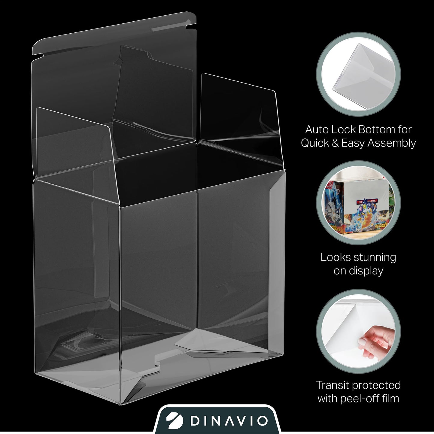 Dinavio Crafthouse PKMN Booster Box Protector 10 Pack – 0.5mm Thick, Crystal-Clear Display