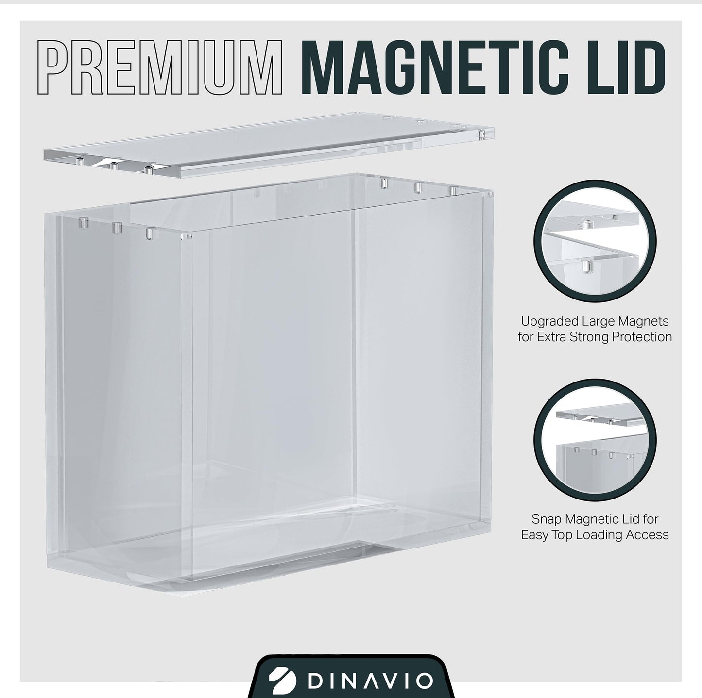 Dinavio Crafthouse Elite Trainer Box Display Case – Stackable Ultra Thick Acrylic (8mm + 5mm) with 5x3mm Magnets