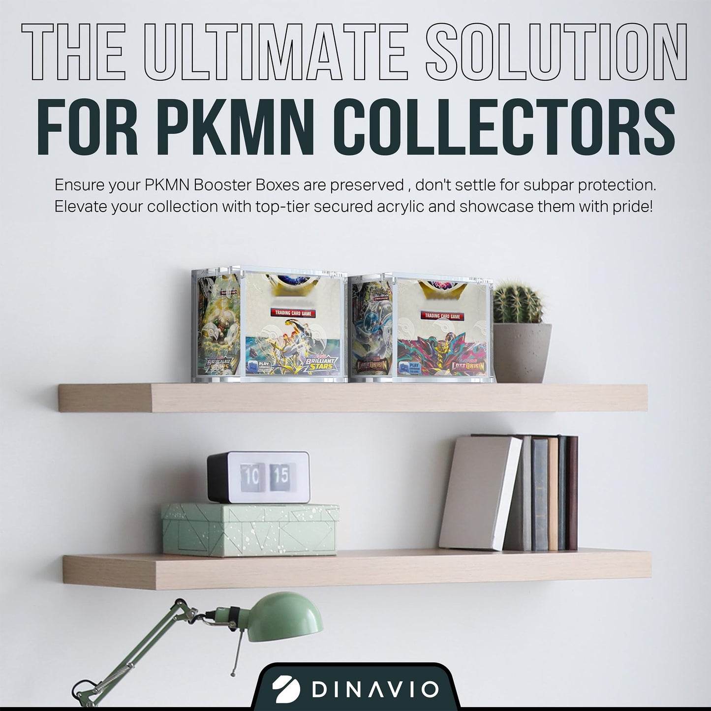 Dinavio Crafthouse PKMN Booster Box Case – 3 Pack Acrylic Display, Ultra Thick 8mm+5mm