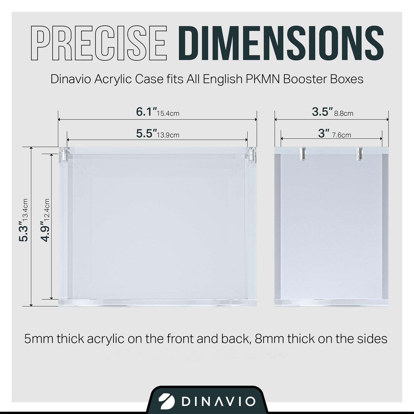 Dinavio Crafthouse PKMN Booster Box Case — 8mm & 5mm Acrylic Stackable Display with Magnets