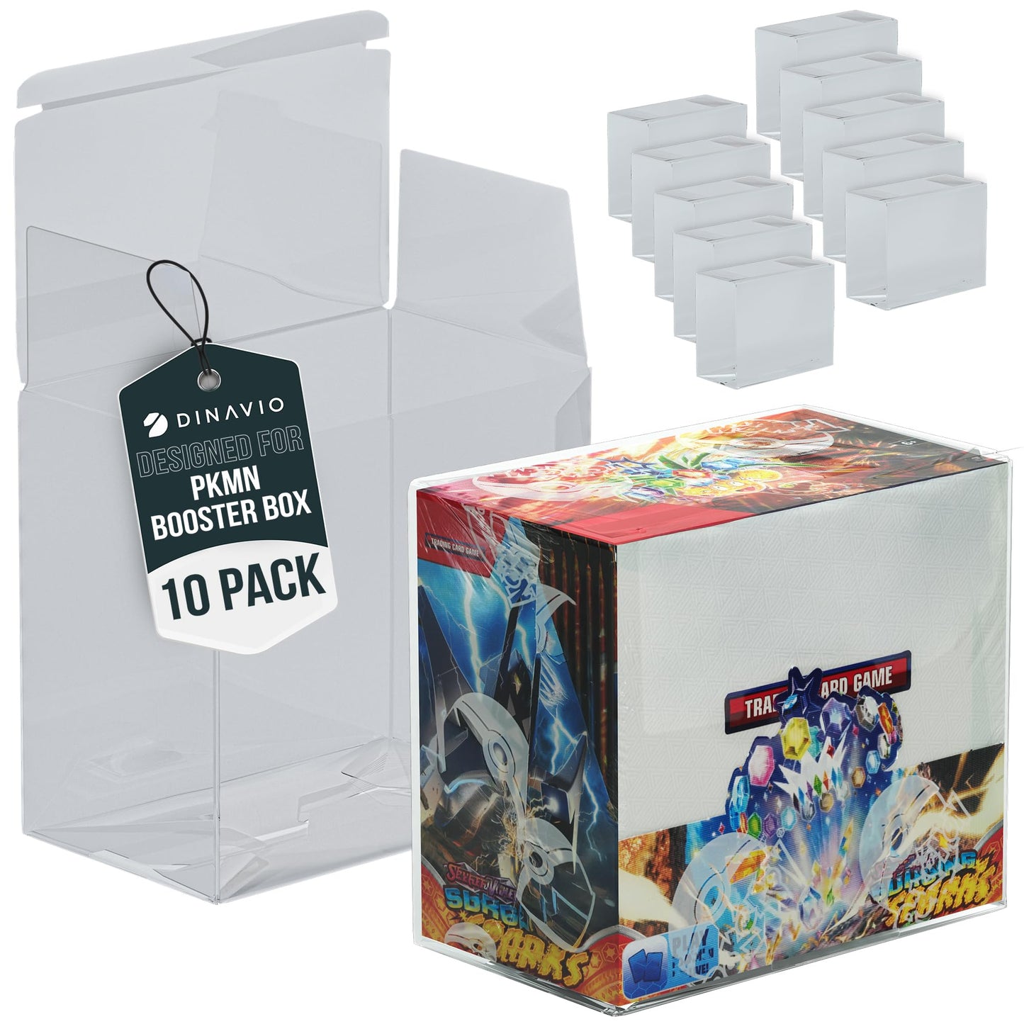 Dinavio Crafthouse PKMN Booster Box Protector 10 Pack – 0.5mm Thick, Crystal-Clear Display