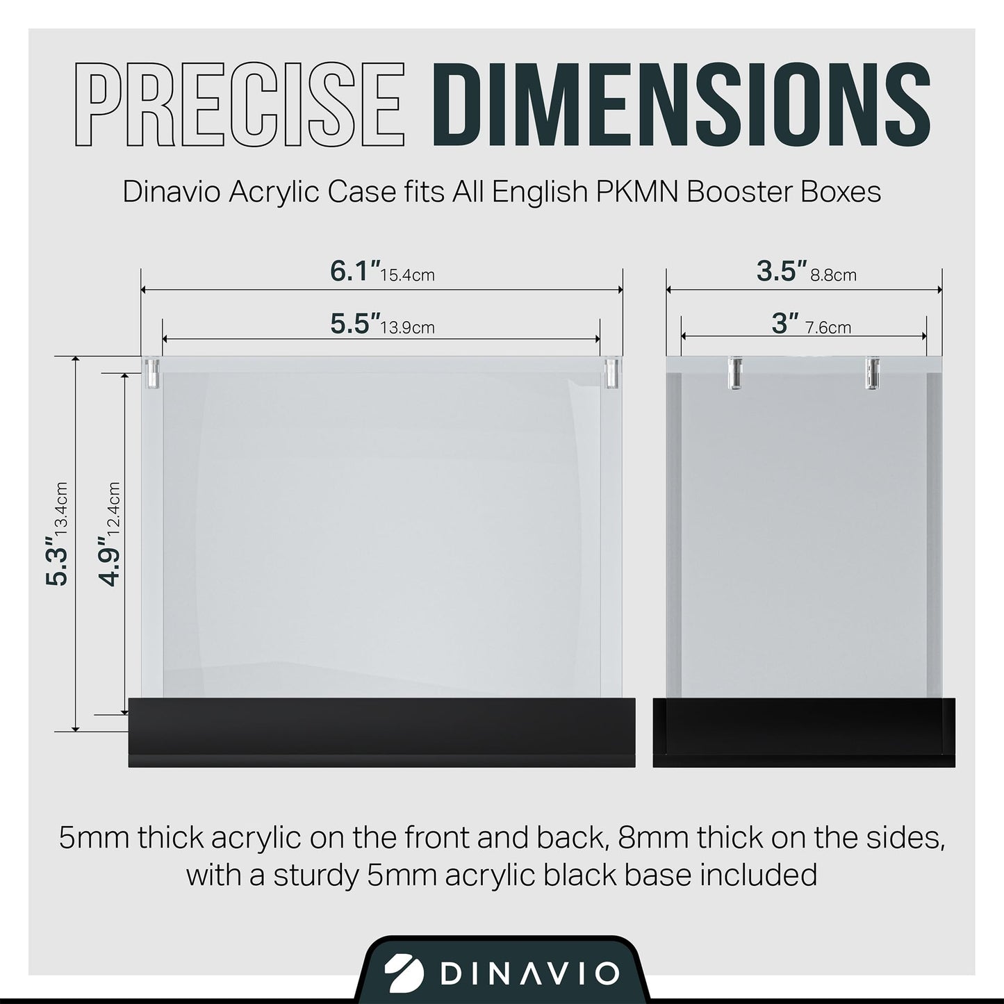 Dinavio Crafthouse PKMN Booster Box Case – Acrylic Display Protector with 8mm + 5mm Magnets, Black Base