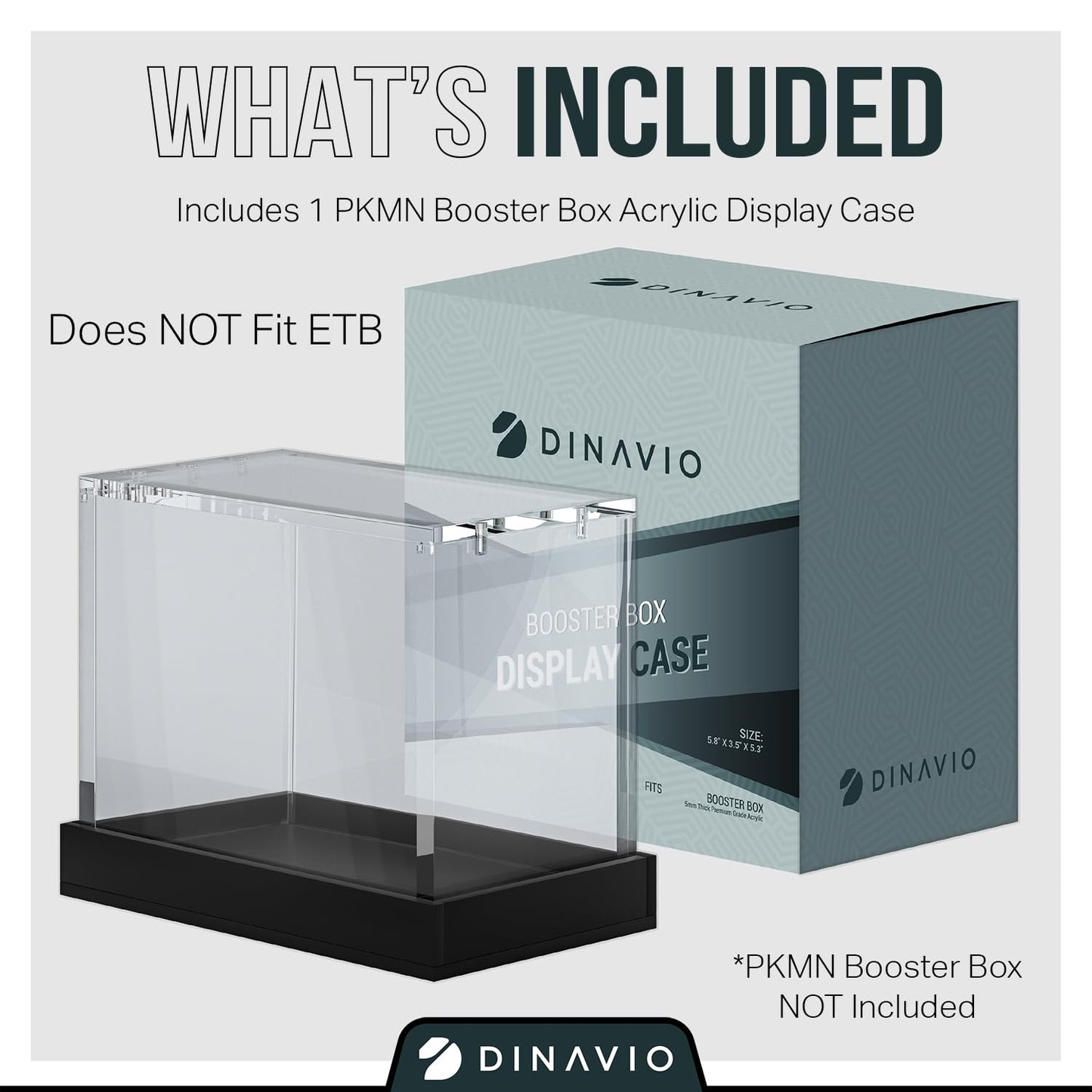 Dinavio Crafthouse PKMN Booster Box Case – Acrylic Display Protector with 8mm + 5mm Magnets, Black Base