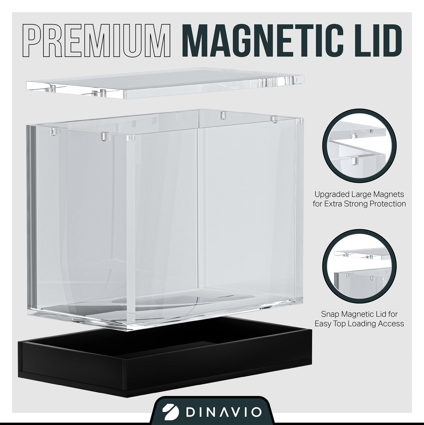 Dinavio Crafthouse PKMN Booster Box Case – Acrylic Display Protector with 8mm + 5mm Magnets, Black Base