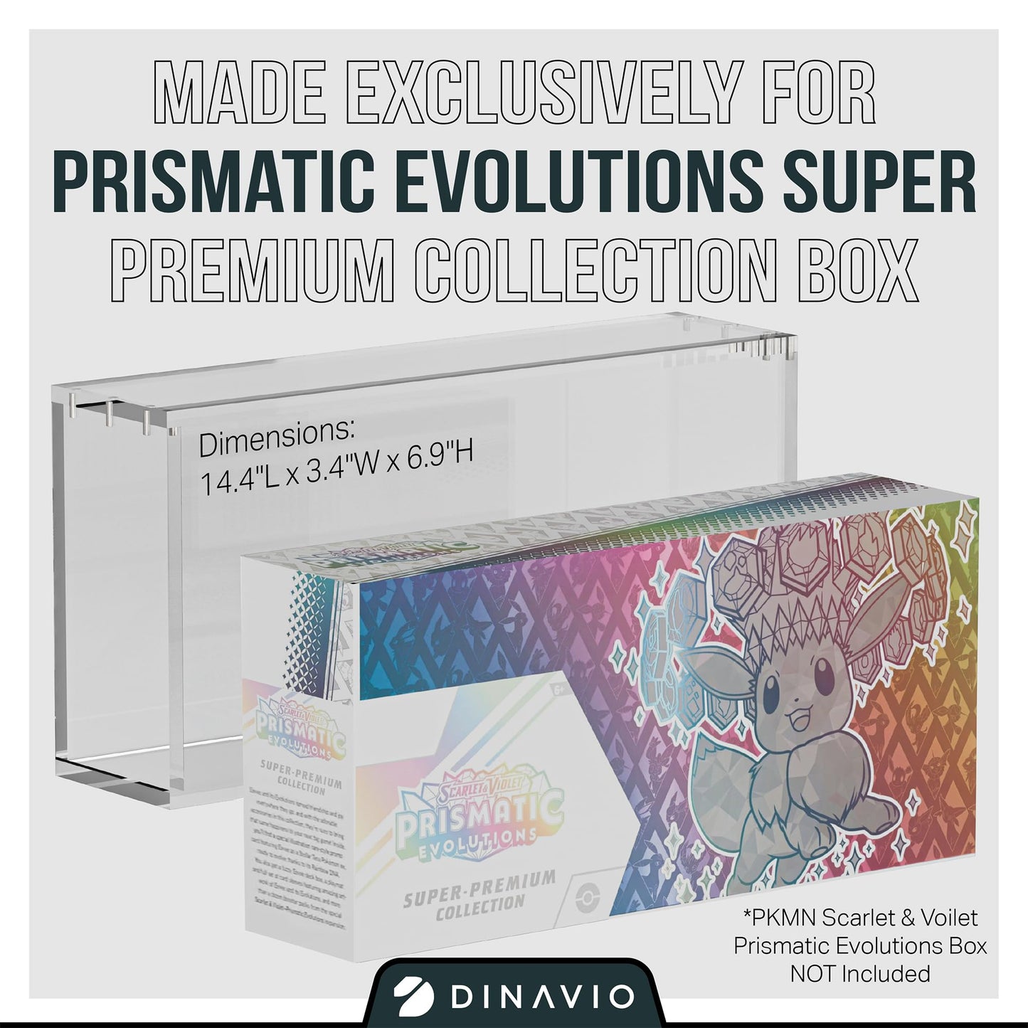 Dinavio Crafthouse Prismatic Evolutions Display Case – Magnetic Lid, 8mm + 5mm Acrylic