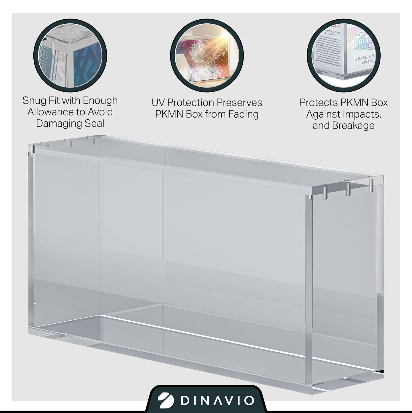 Dinavio Crafthouse Prismatic Evolutions Display Case – Magnetic Lid, 8mm + 5mm Acrylic