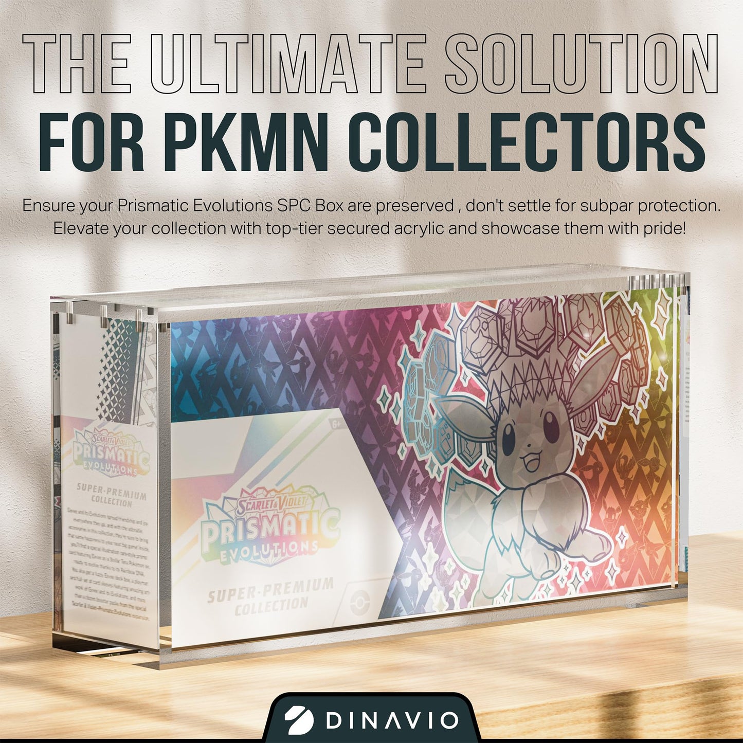 Dinavio Crafthouse Prismatic Evolutions Display Case – Magnetic Lid, 8mm + 5mm Acrylic