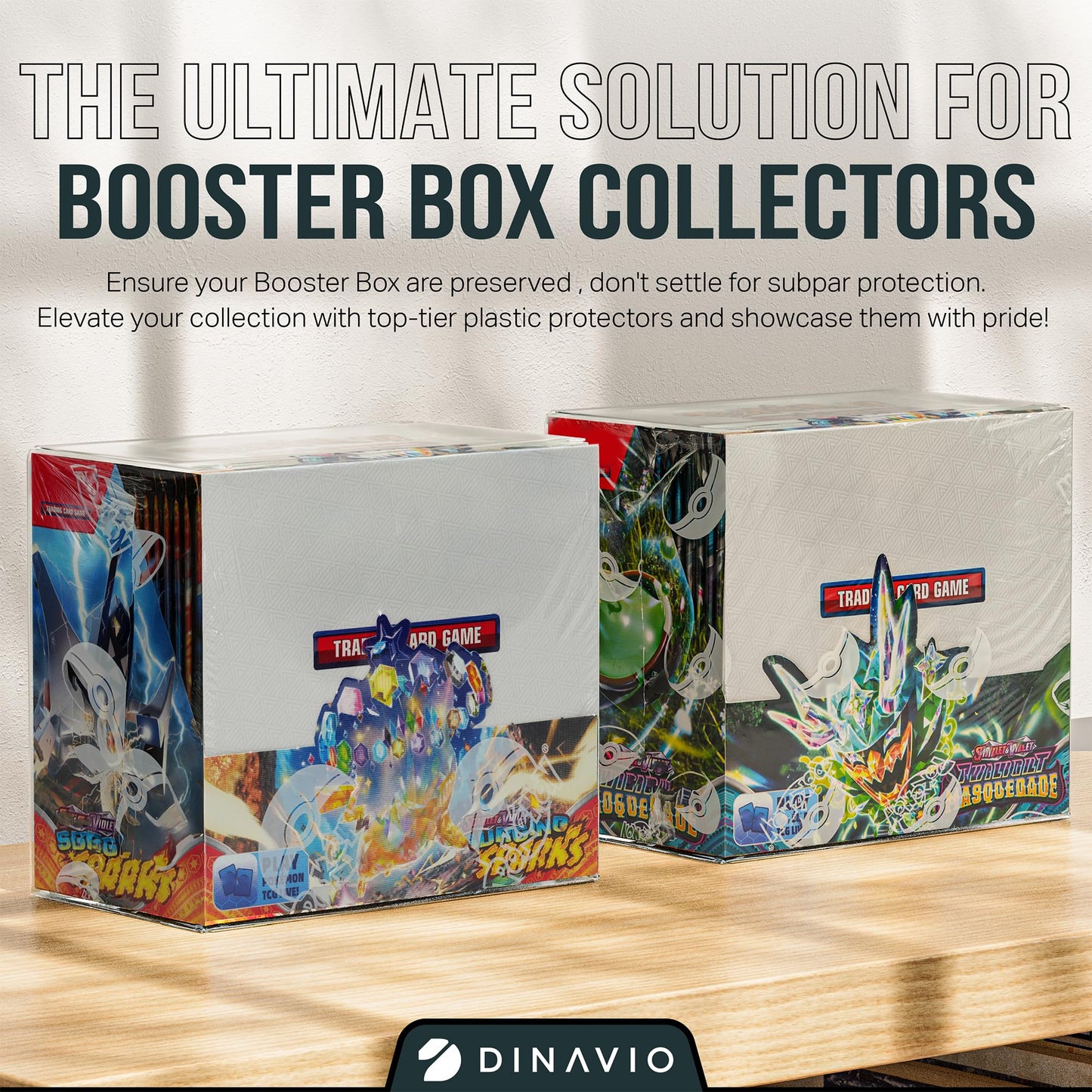 Dinavio Crafthouse PKMN Booster Box Protector 10 Pack – 0.5mm Thick, Crystal-Clear Display