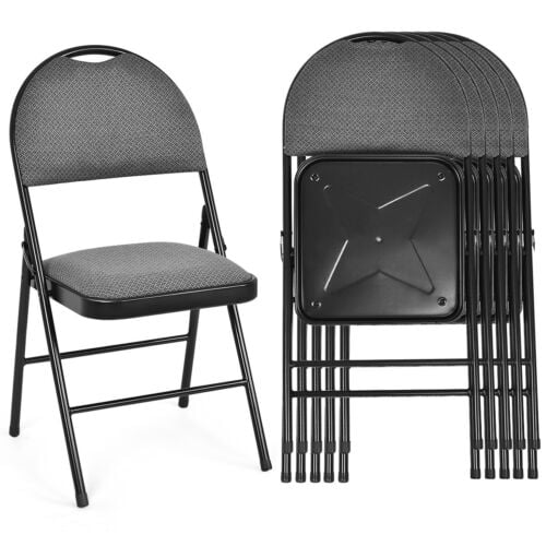 6 Pieces Folding Chairs Set with Handle Hole and Portable Backrest-Beige