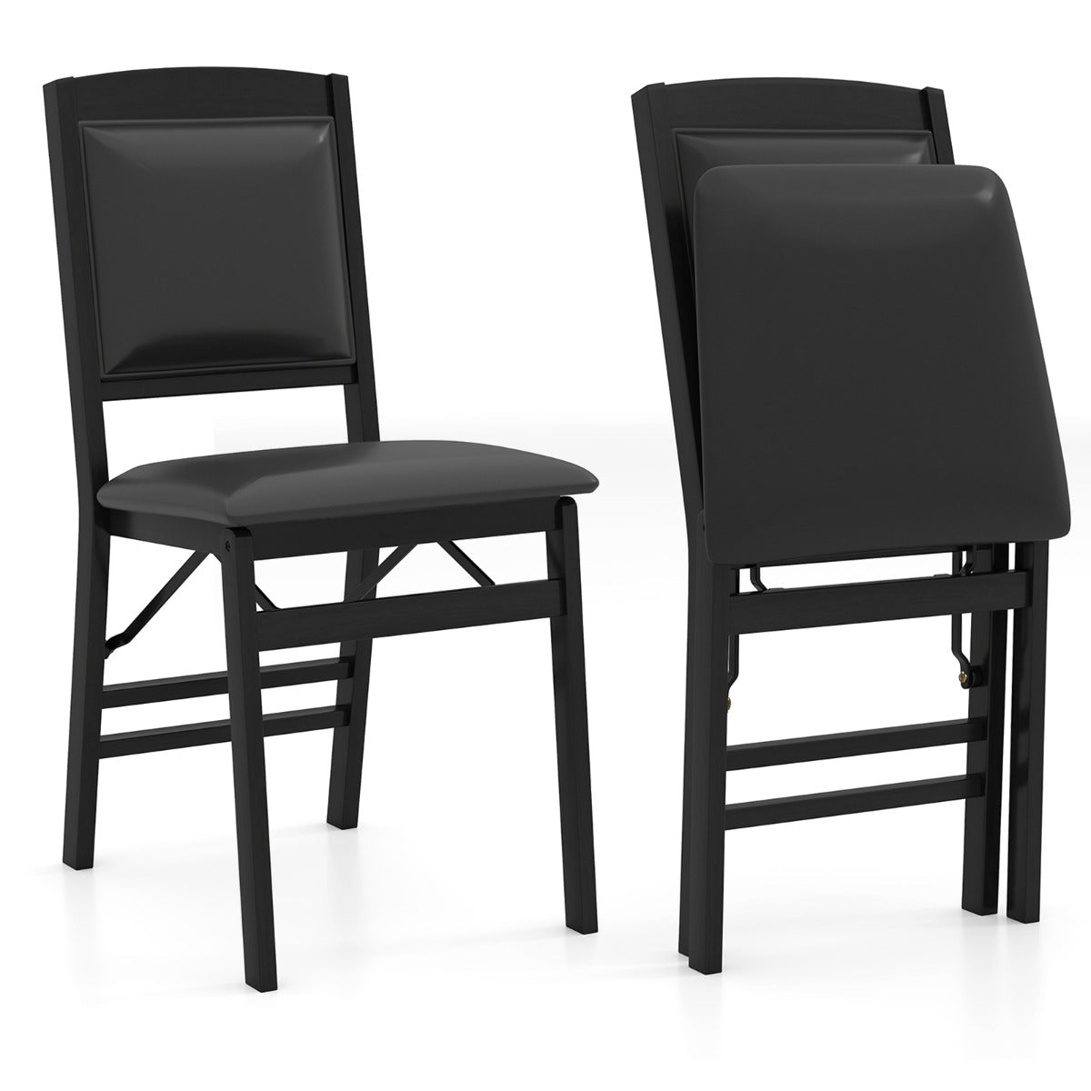 Dining Chair Set of 2 with Padded Seat and Soft Backrest-Brown