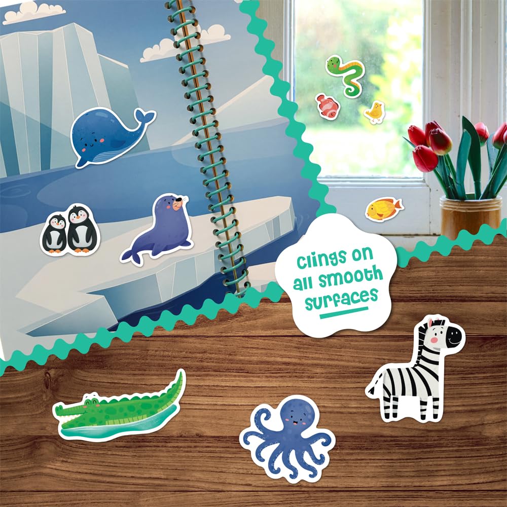 Dino Mini Stick4Ever Jelly Sticker Book – Reusable Waterproof Sticker Book for Kids, Travel Ready (Animals)
