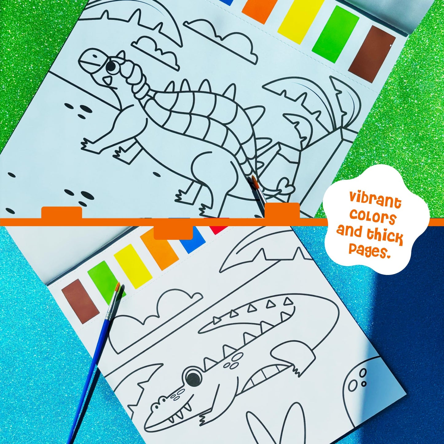 DINO MINI Watercolor Fun Pack – 2 Water-Paint Kits for Kids Aged 4-8 (Dinosaurs & Jungle)