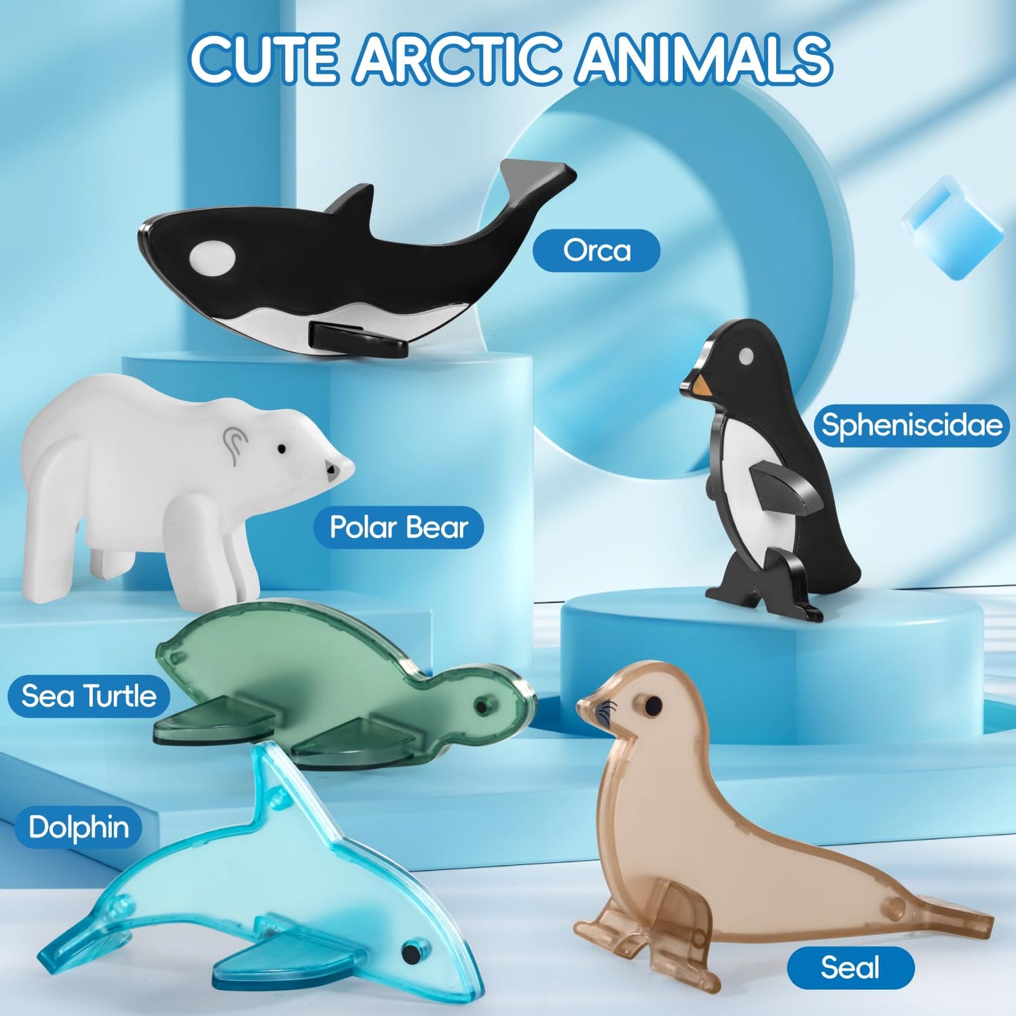 Diophso Arctic Animals Magnetic Tiles – 6 Sea Creatures for Kids Aged 4-8