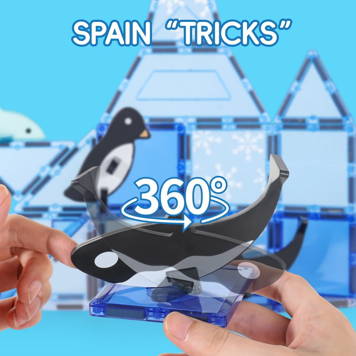 Diophso Arctic Animals Magnetic Tiles – 6 Sea Creatures for Kids Aged 4-8