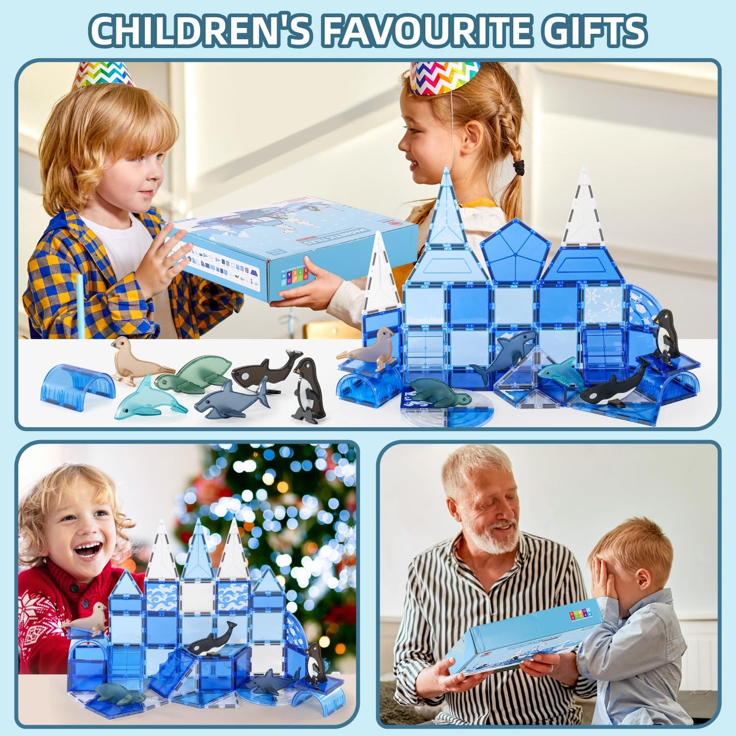 Diophso Arctic Animals Magnetic Tiles – 6 Sea Creatures for Kids Aged 4-8