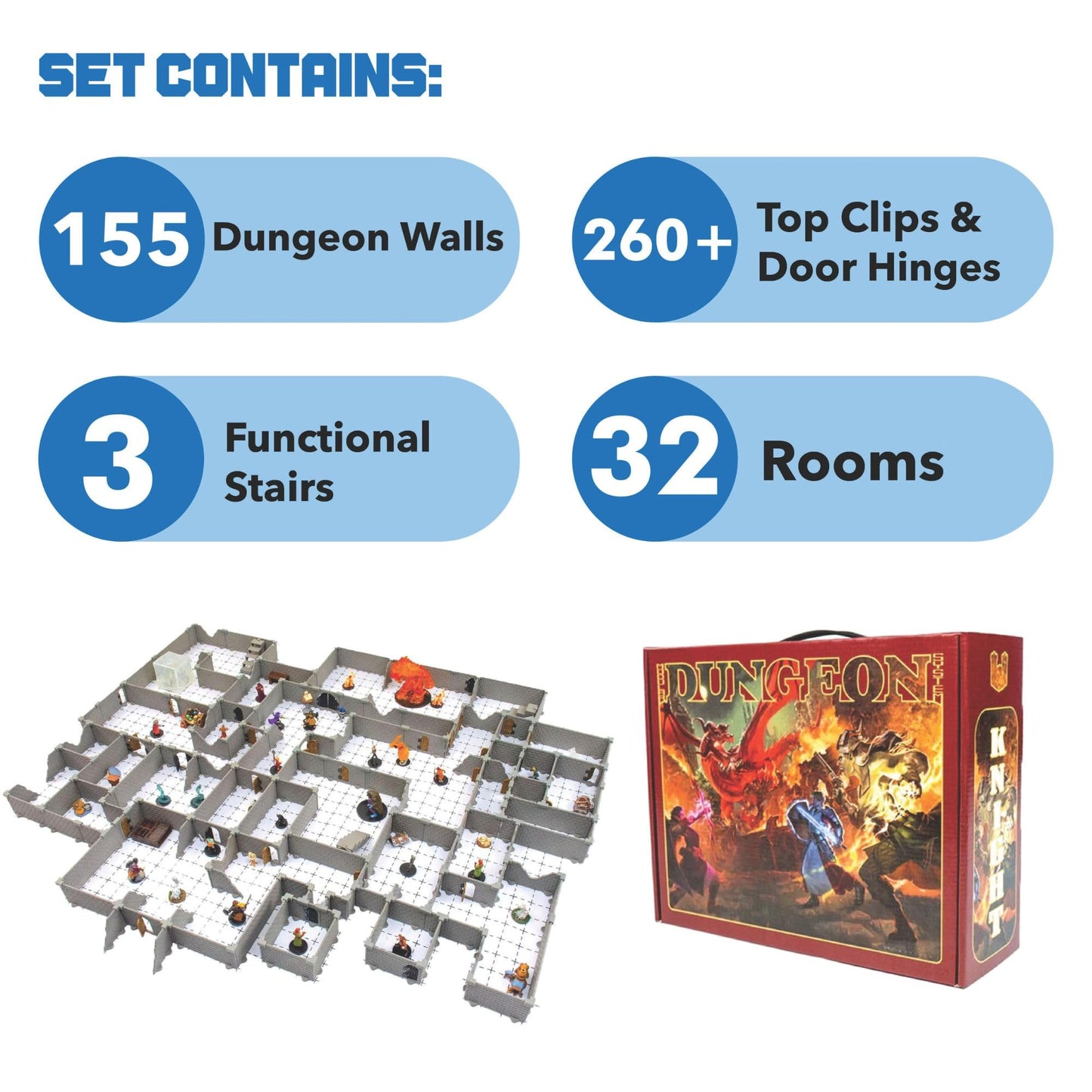 Dirt Cheap Dungeons Knight Dungon Set – Modular 1-inch Scale Terrain for D&D & Tabletop