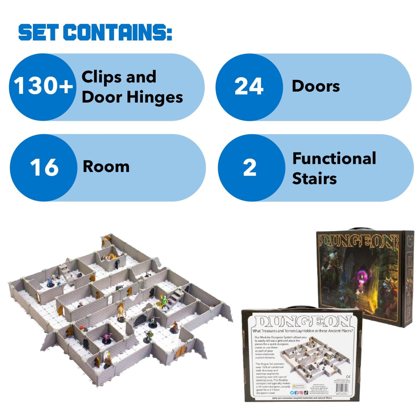 Dirt Cheap Dungeons Rogue Dungeon Set – Modular, Durable 1" Scale TTRPG Terrain