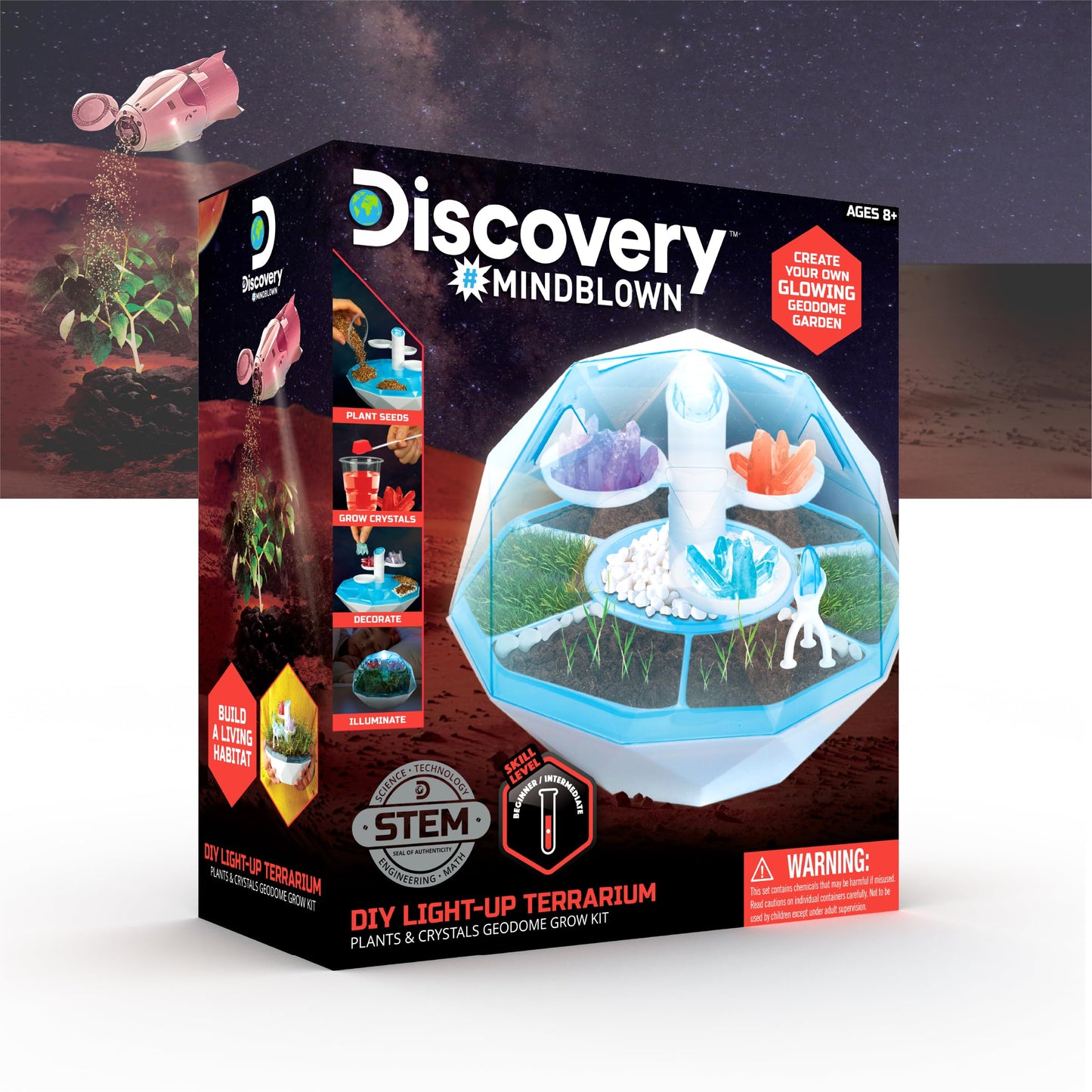 Discovery DIY Light-Up LED Terrarium Kit | Geodome Grow Crystal Formations