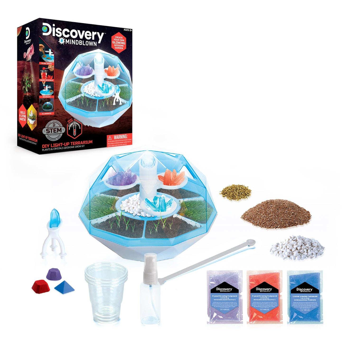 Discovery DIY Light-Up LED Terrarium Kit | Geodome Grow Crystal Formations