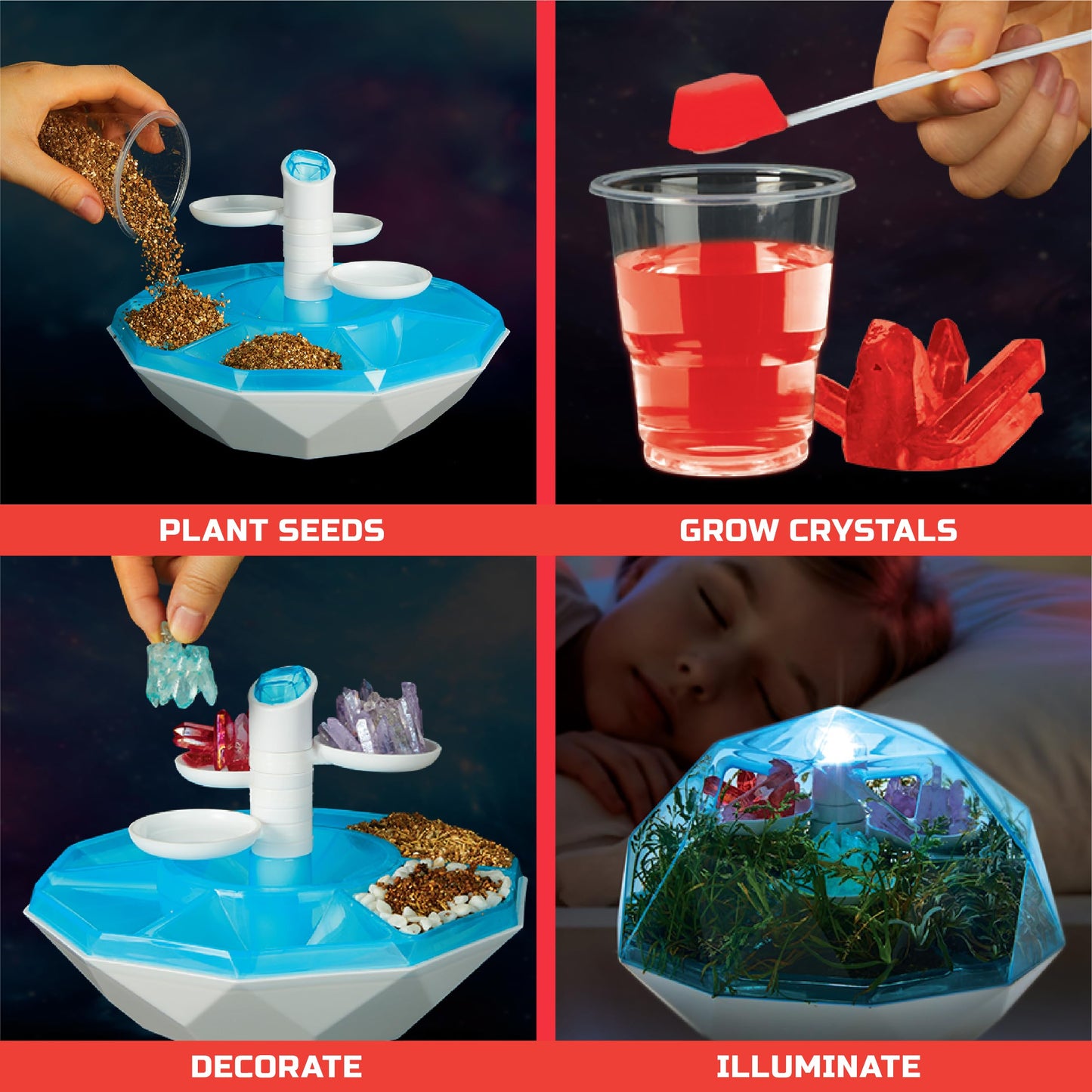 Discovery DIY Light-Up LED Terrarium Kit | Geodome Grow Crystal Formations
