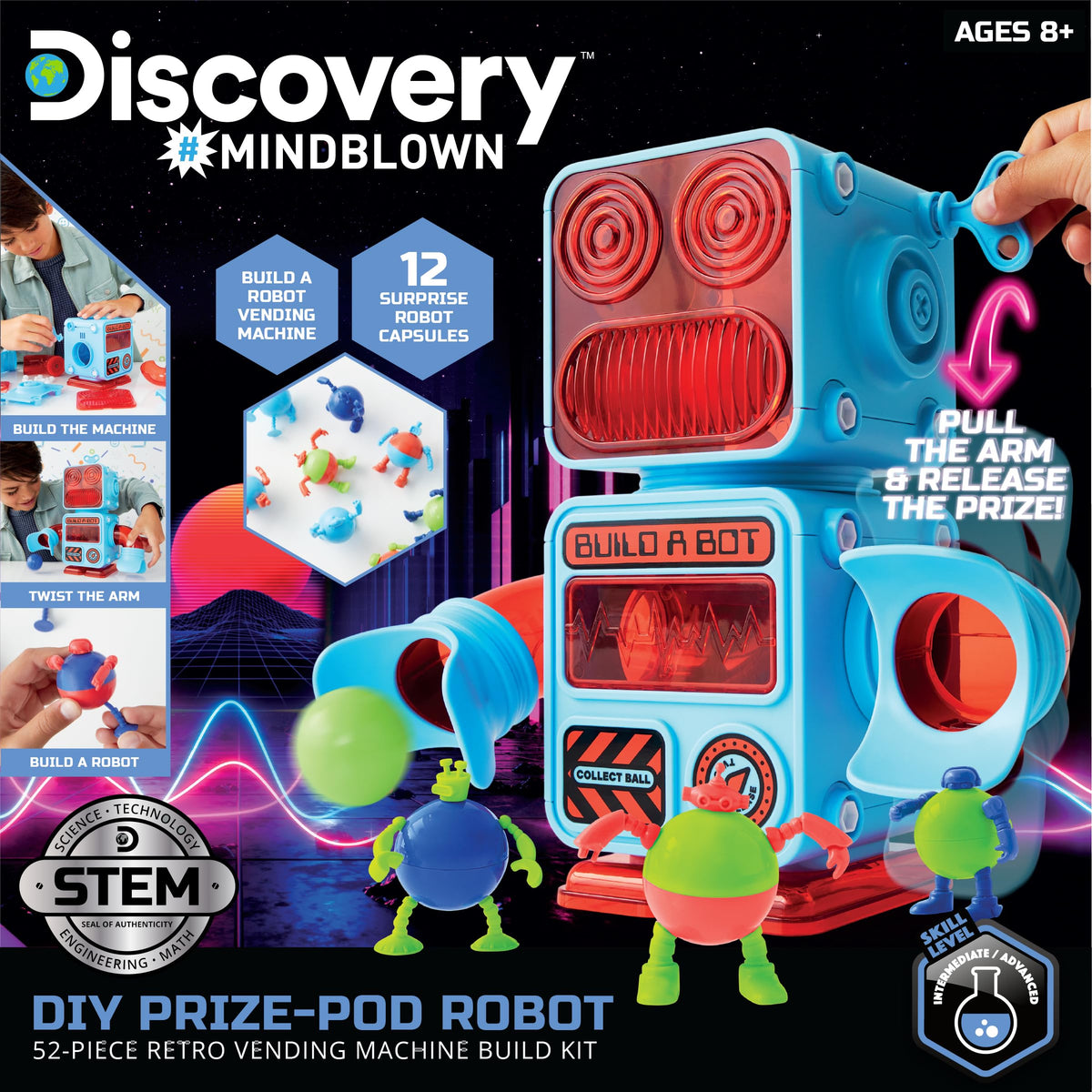 Discovery Prize-Pod Robot Kit – 52-Piece STEM Vending Machine Build for Kids 8+