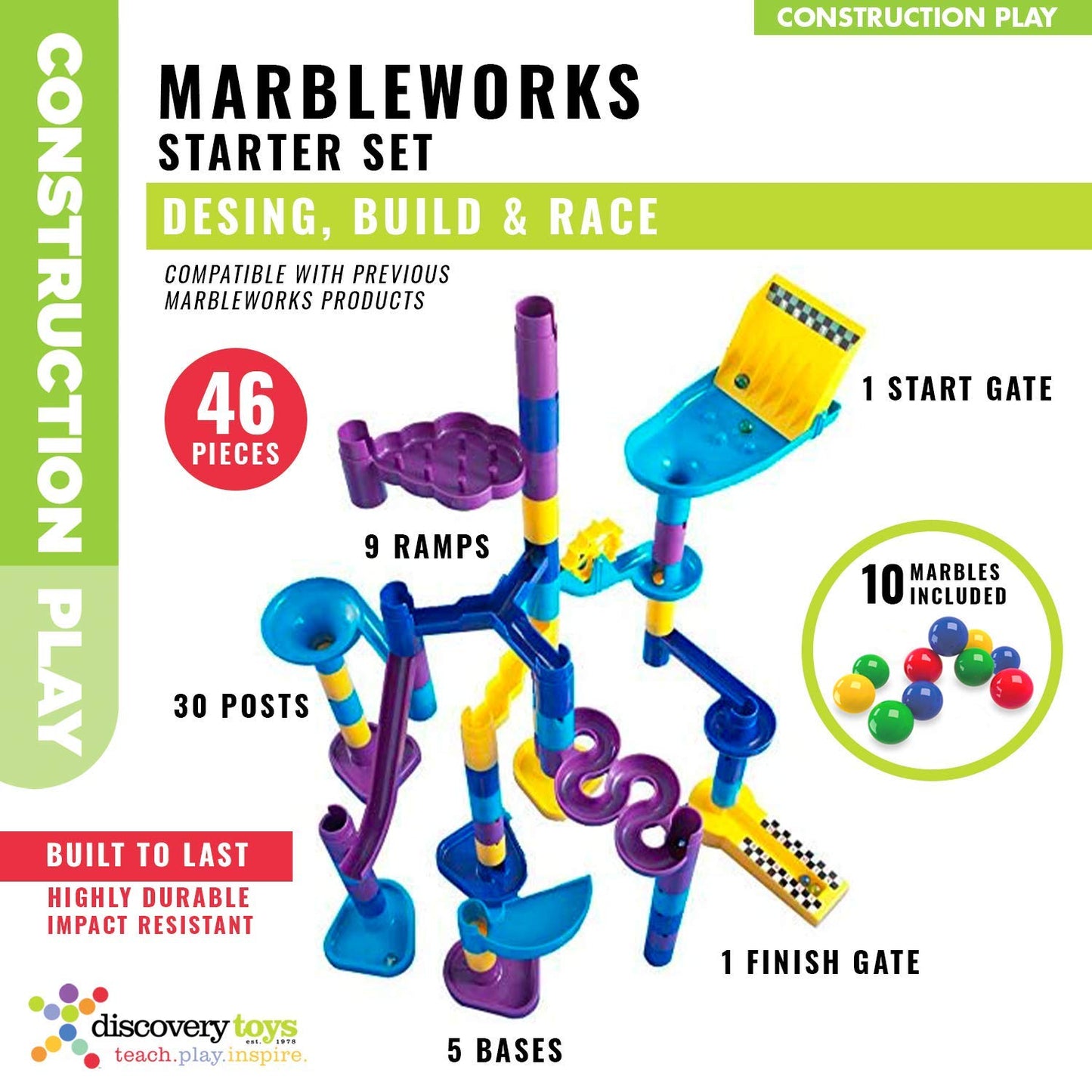 Discovery Toys Marbleworks Marble Run Starter – STEM Toy for Kids 5+ | Kid-Powered Learning