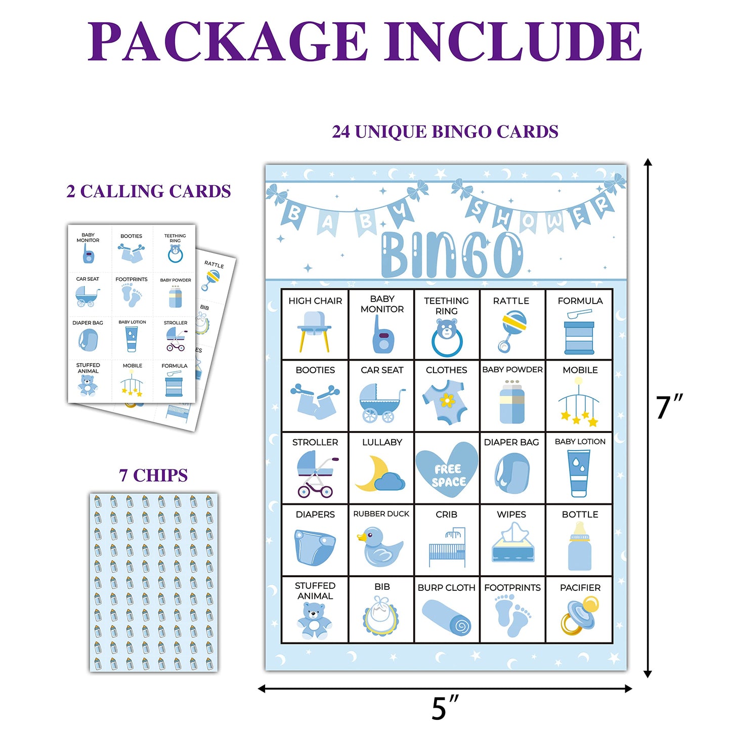 Disfuco Baby Shower Bingo – 24-Player Bingo Game for Parties (A04)
