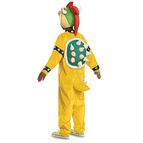 Disguise Bowser Costume Hooded Jumpsuit for Kids – Official Super Mario Character, Size 7-8