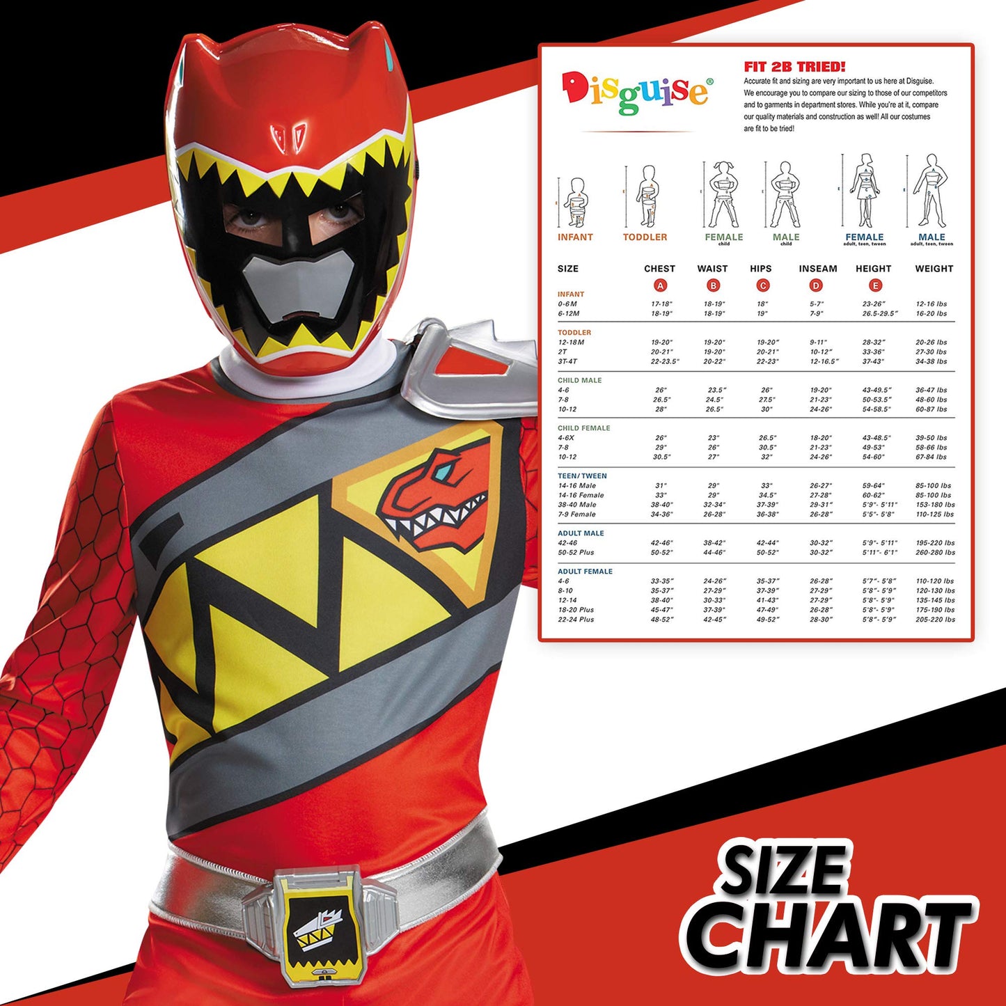 Disguise Red Power Rangers Costume for Kids - Official Licensed Red Ranger Dino Charge Jumpsuit & Mask (Medium 7-8)