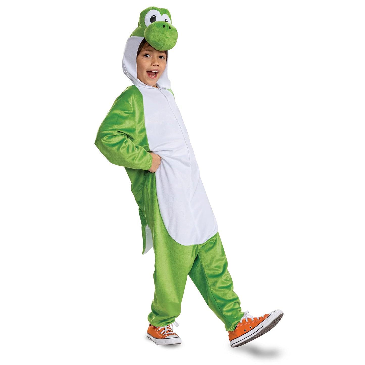 Disguise Yoshi Costume Hooded Jumpsuit - Kids Size 4-6 | Official Super Mario