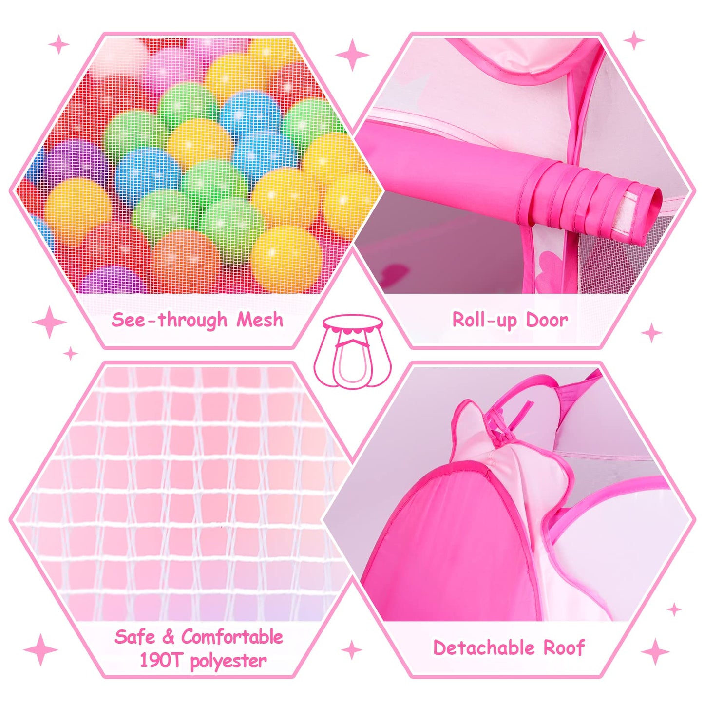 DISHIO Ball Pit with 50 Balls – Pop Up Princess Tent for Toddlers