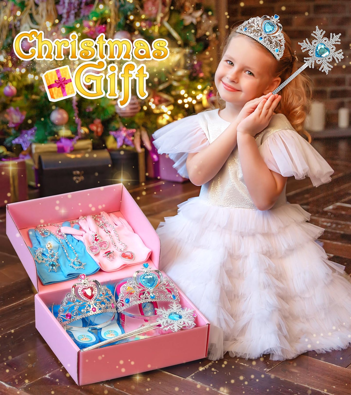 DISHIO Princess Dress Up Shoes & Jewelry Boutique for Girls – Pretend Play Costume Set