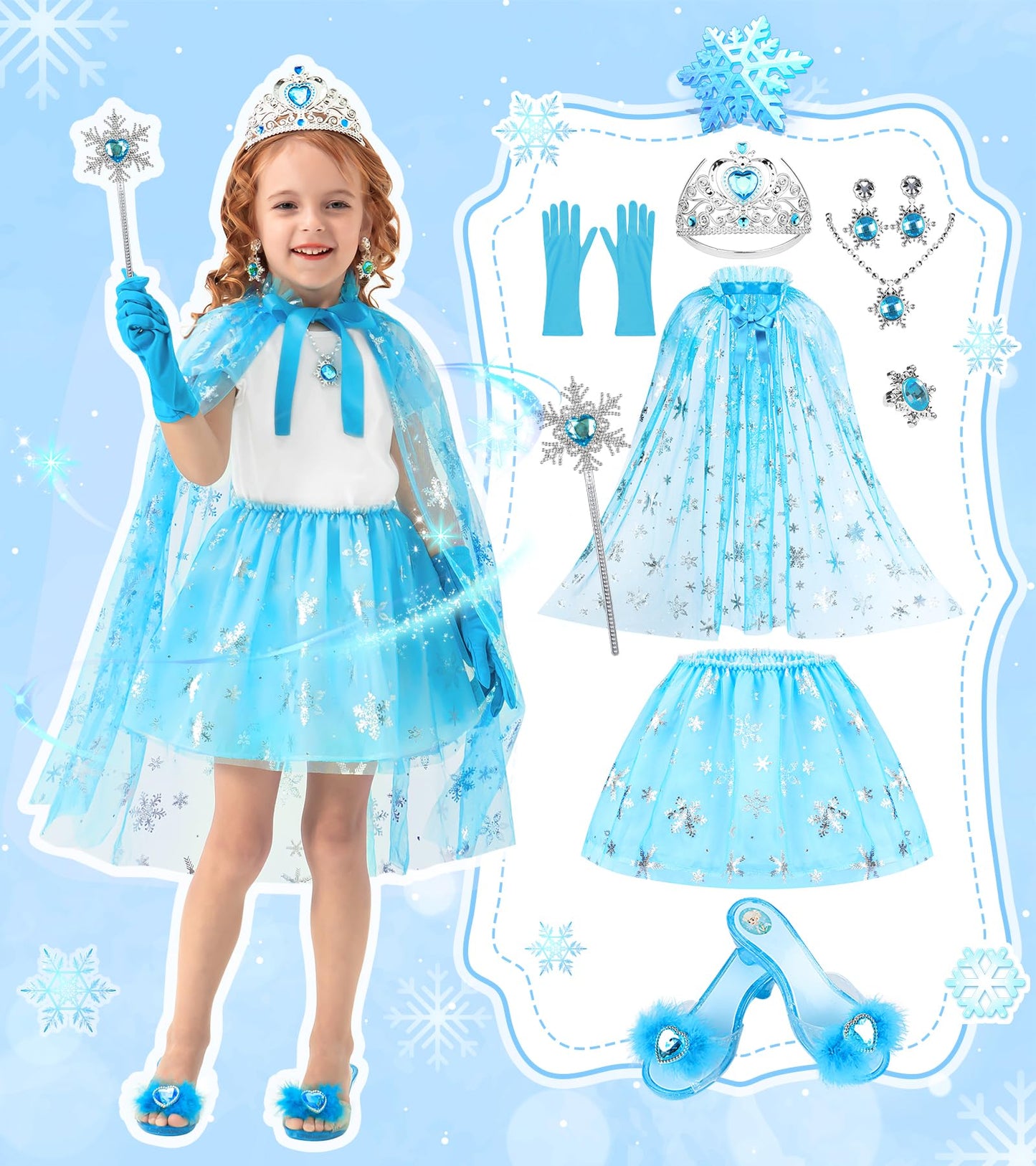 DISHIO Princess Dress Up Shoes & Jewelry Boutique for Girls – Pretend Play Costume Set