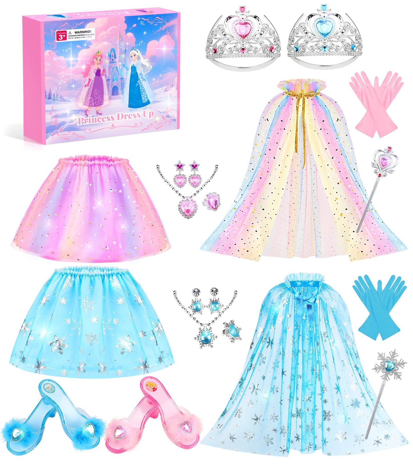 DISHIO Princess Dress Up Shoes & Jewelry Boutique for Girls – Pretend Play Costume Set