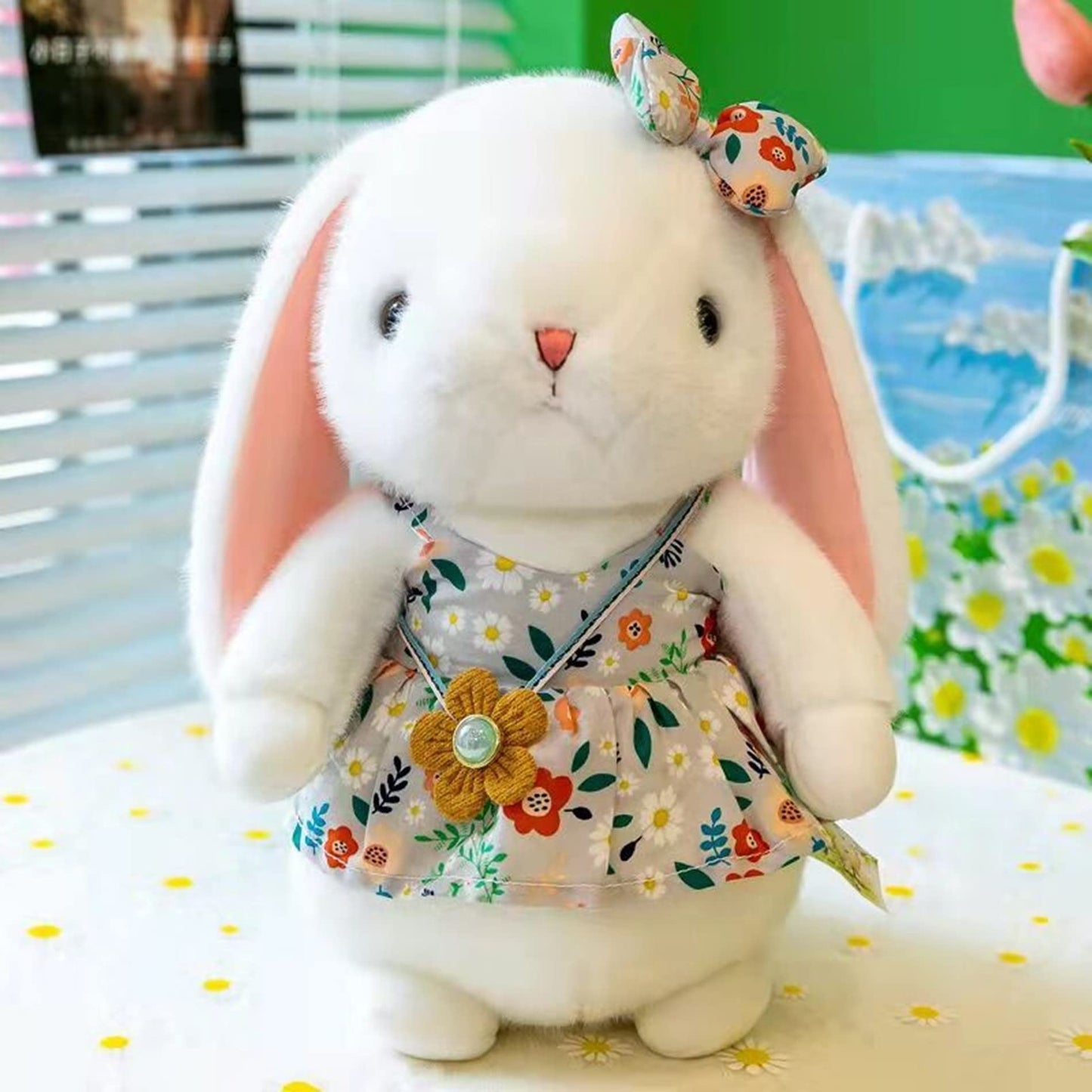 DiSiMi Soft Plush Rabbit with Flower Skirt – Embraceable, Washable Kids Toy